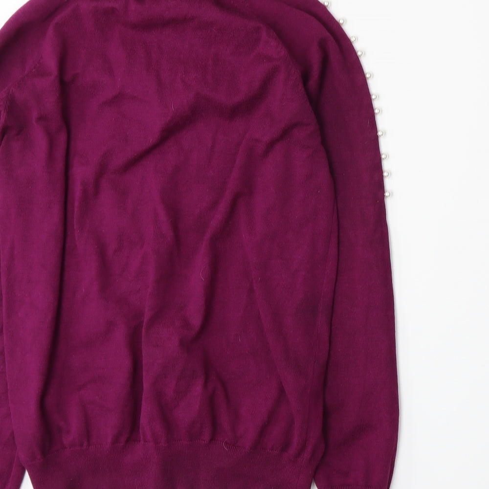 Paramour Womens Purple  Knit Pullover Jumper Size M