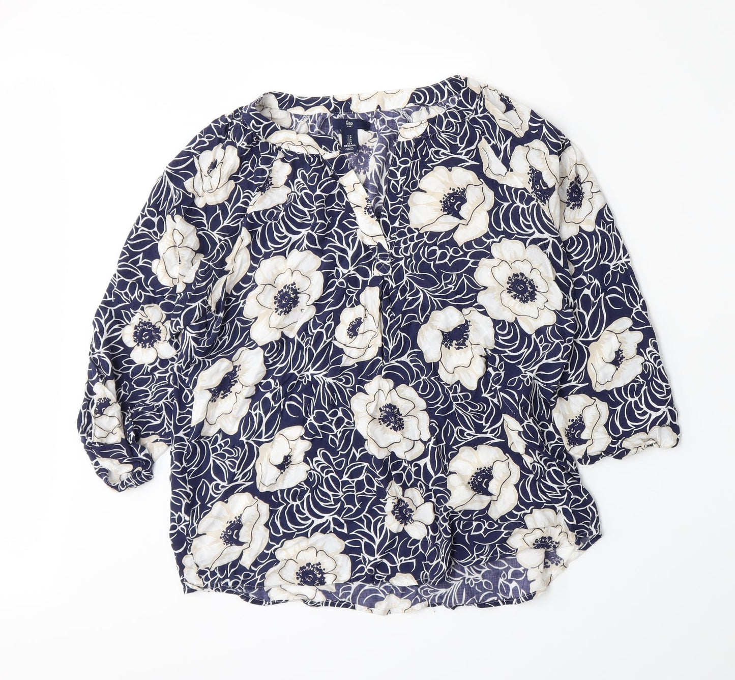 Gap Womens Blue Floral  Basic Blouse Size S