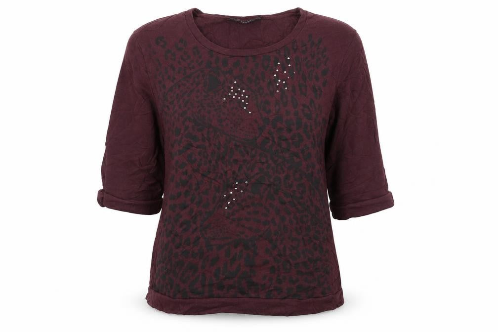 Front view of Dorothy Perkins women’s purple pullover sweatshirt, size UK 12