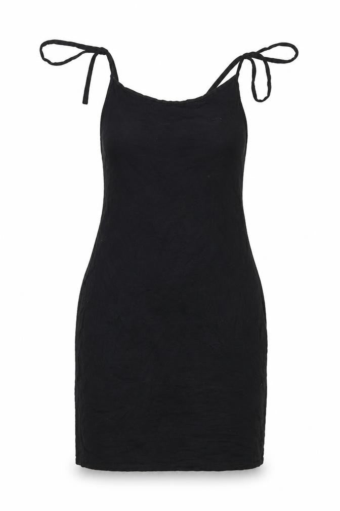Front view of Nasty Gal women’s black basic t-shirt, size UK 8