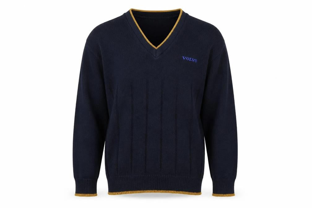 Front view of New Century men’s blue jumper, size S