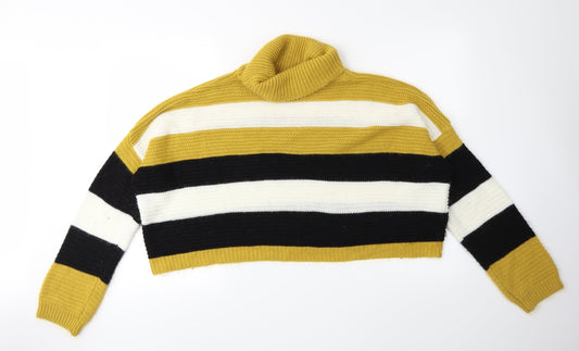 Quiz Womens Yellow Striped Knit Pullover Jumper Size L