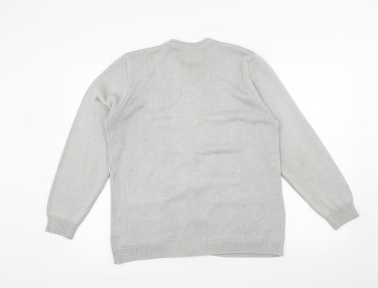 Elegant Collection Womens Grey  Knit Cardigan Jumper Size M