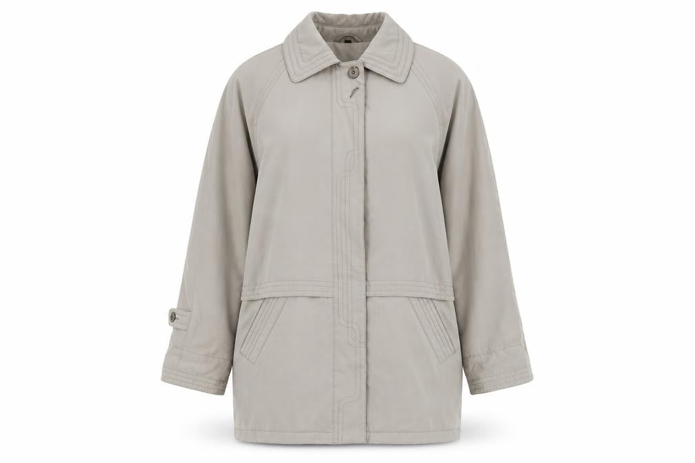 Front view of Telemac women’s grey overcoat coat, size M