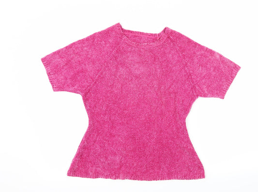 Preworn Womens Pink  Knit Basic T-Shirt Size S