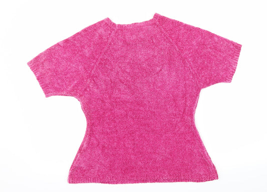 Preworn Womens Pink  Knit Basic T-Shirt Size S