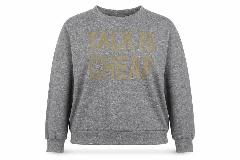 Front view of rt women’s grey pullover sweatshirt, size 2XL