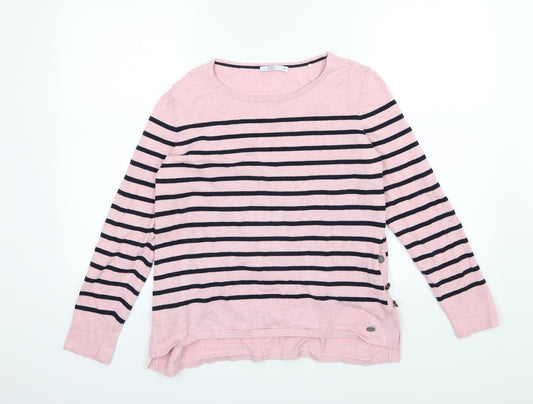 EDC Womens Pink Striped Knit Pullover Jumper Size M