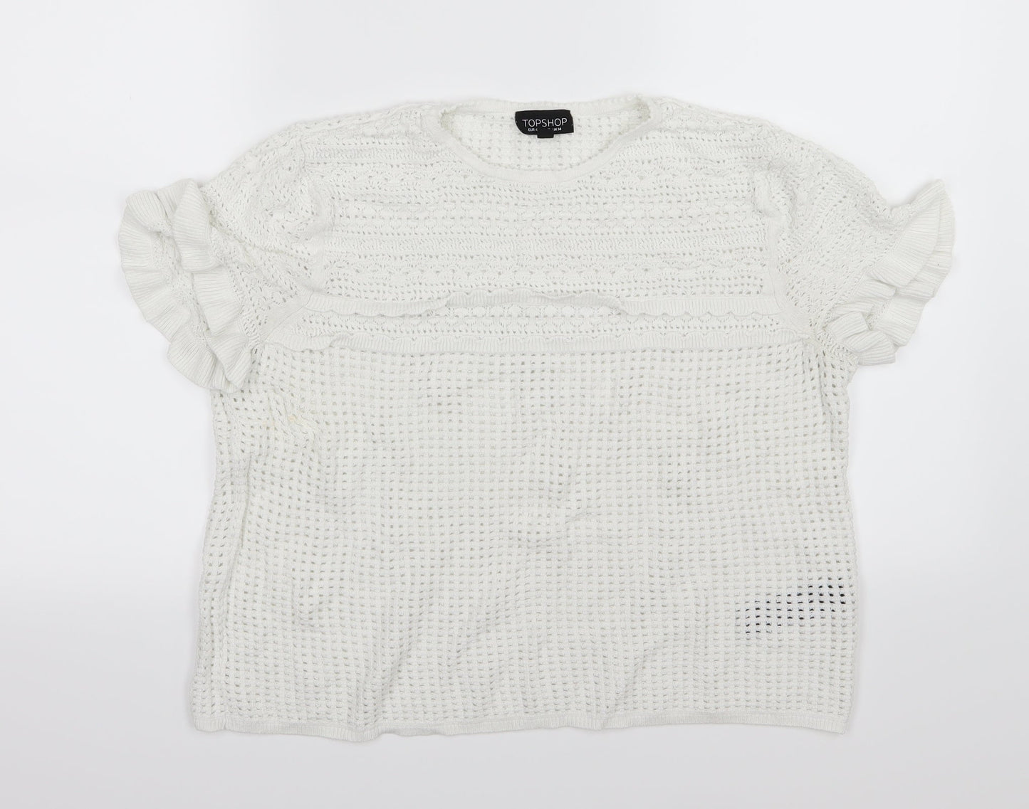 Topshop Womens White  Knit Pullover Jumper Size 14