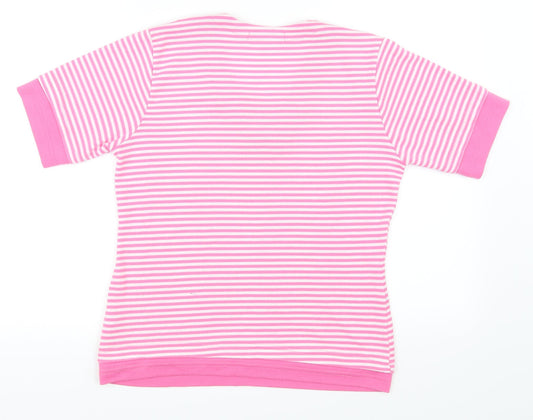 tiffany  Womens Pink Striped  Basic T-Shirt Size M