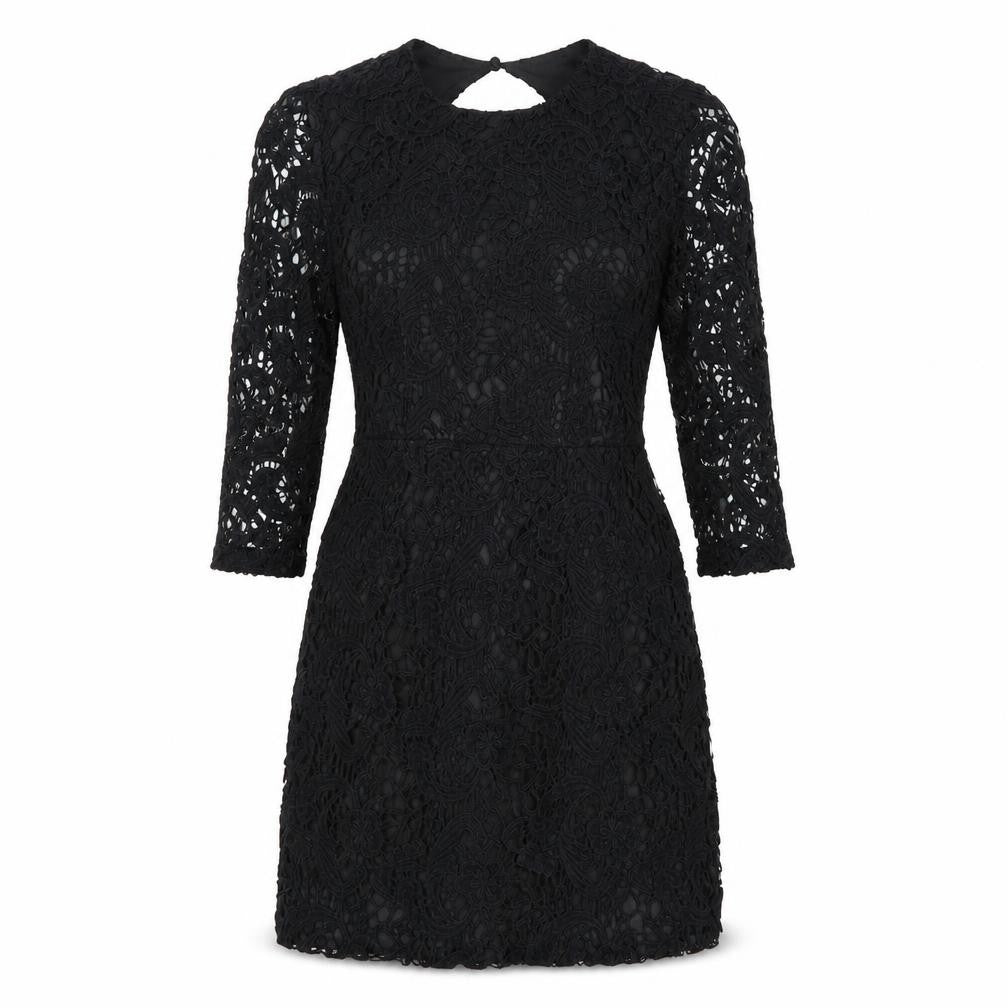 Front view of ASOS women’s black rayon a-line, size UK 10