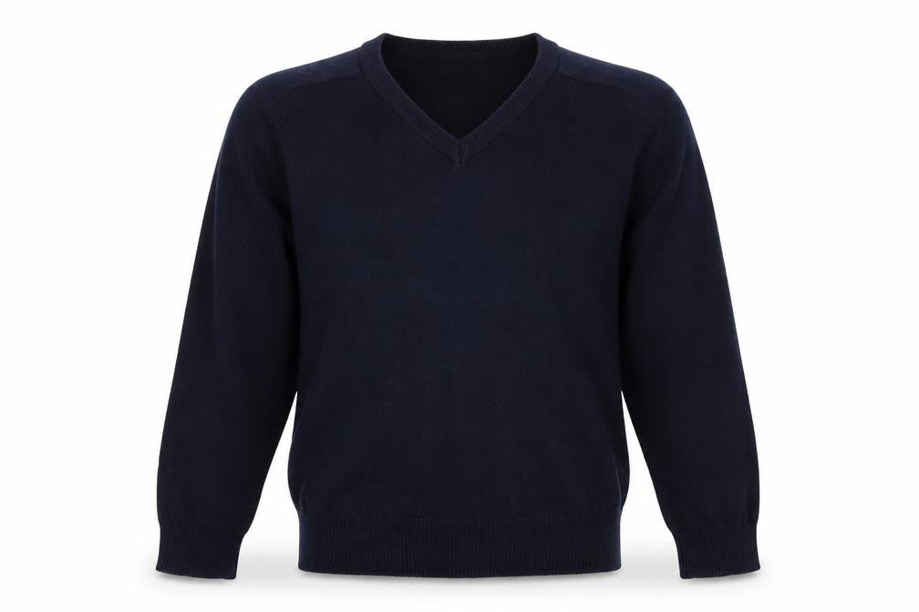 Front view of Performa boys’ blue knit jumper, size 11-12, years