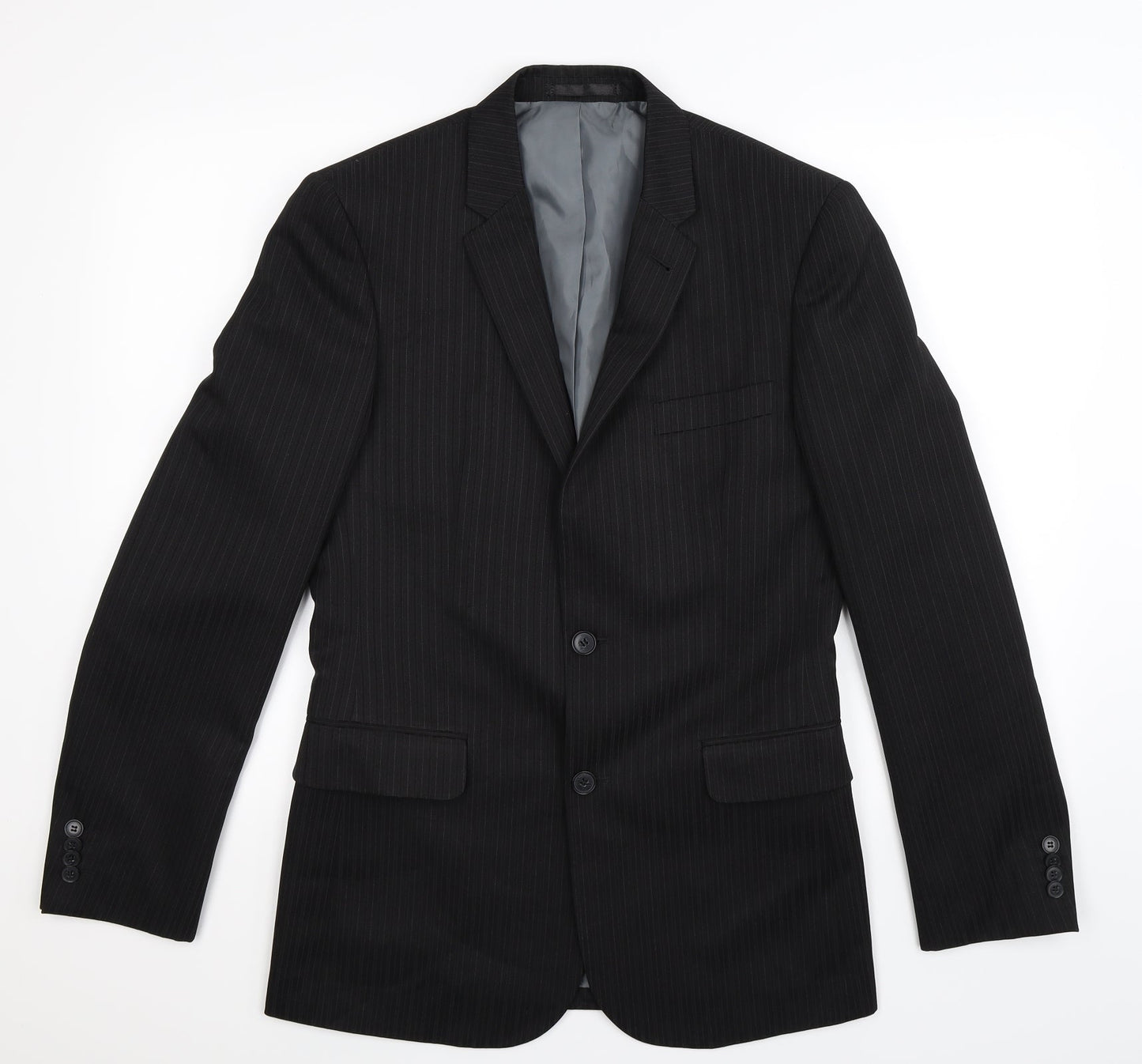 Taylor & Wright Mens Black Striped  Jacket Suit Jacket Size 36