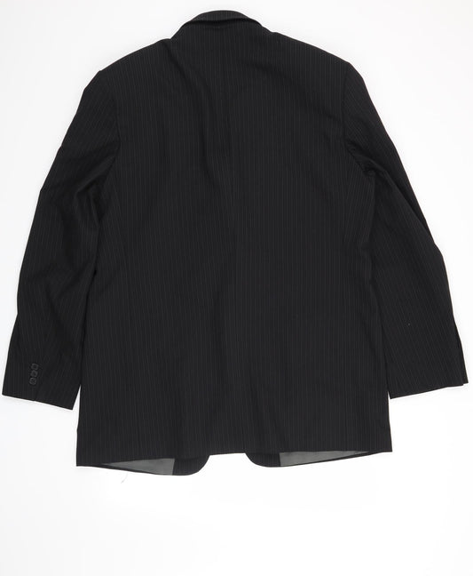Marks and Spencer Mens Black Striped  Jacket Suit Jacket Size 44