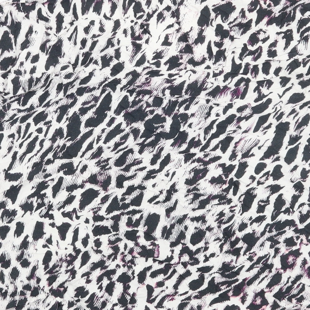 Preworn Womens White Animal Print  Basic Blouse Size 14