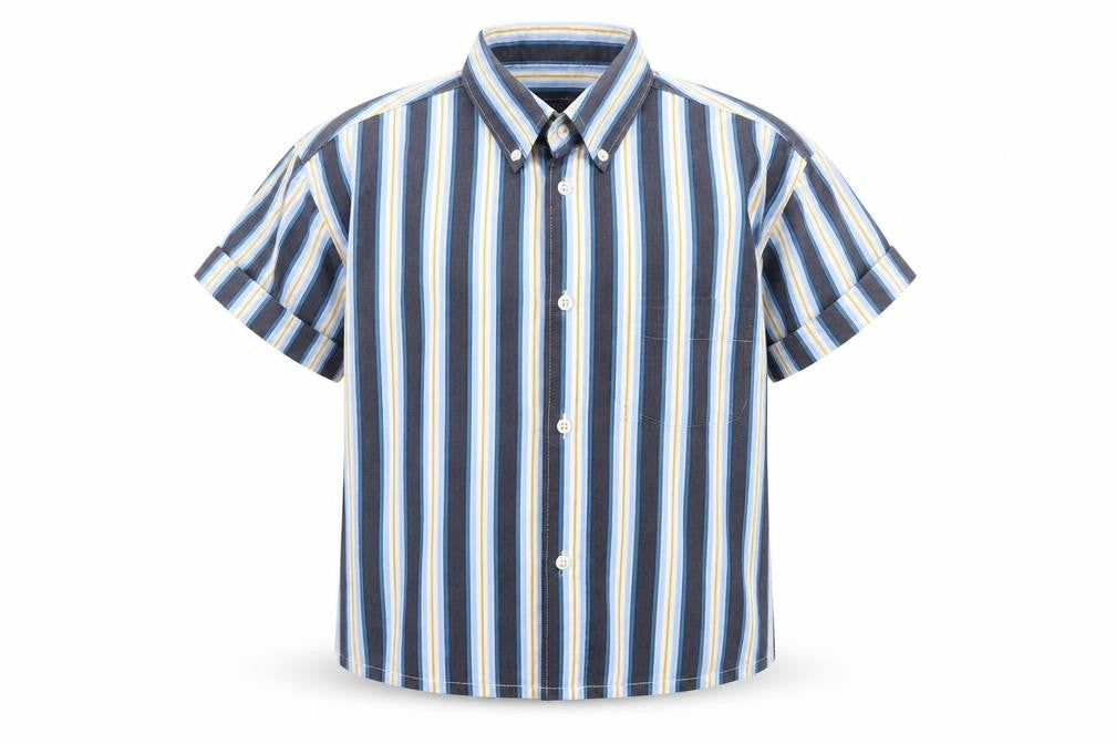 Roundtree & Yorke Womens Blue Striped  Basic Button-Up Size L