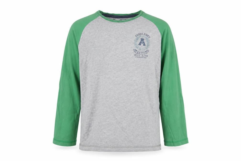 Front view of Next boys’ grey basic t-shirt, size 6, years - super state