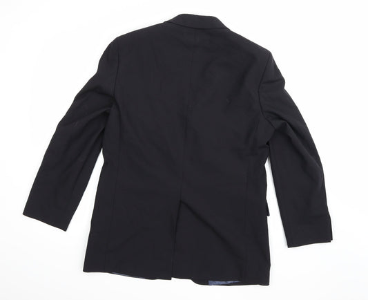 Preworn Mens Black  Rayon Jacket Suit Jacket Size 40