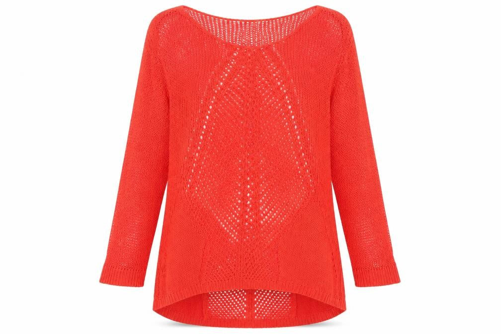 Front view of Next women’s red knit jumper, size UK 8