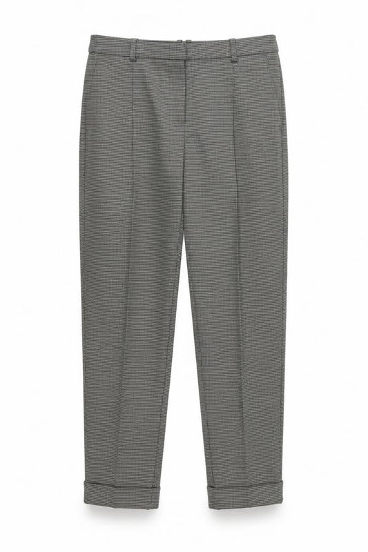 Mango Womens Grey Houndstooth  Cropped Trousers Size 8 L27 in