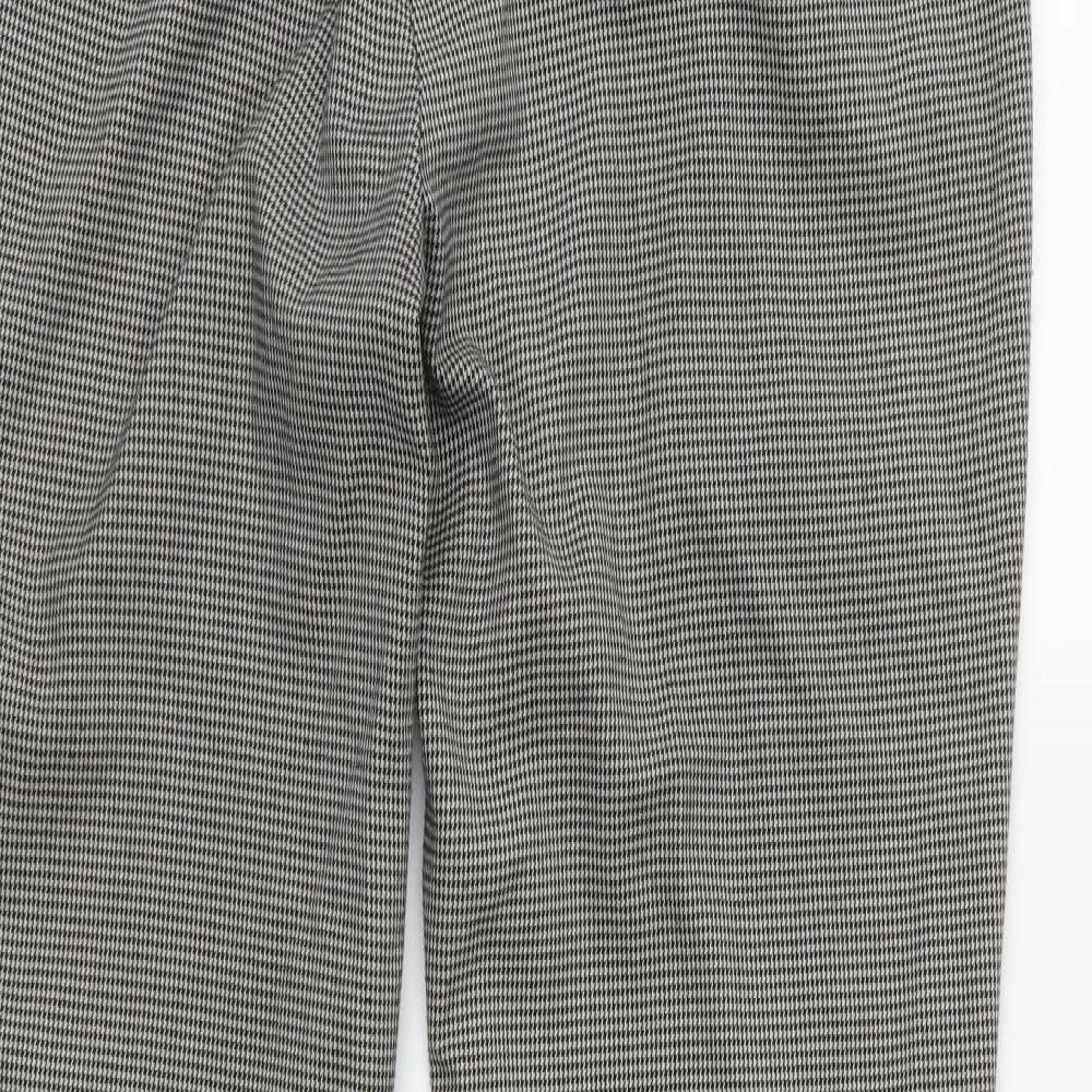Mango Womens Grey Houndstooth  Cropped Trousers Size 8 L27 in