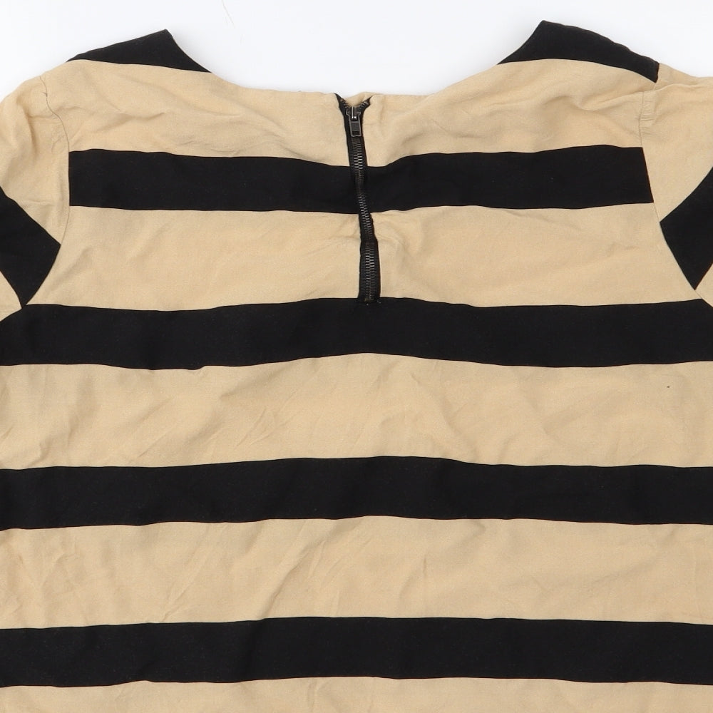VERO MODA Womens Black Striped  Basic Blouse Size M