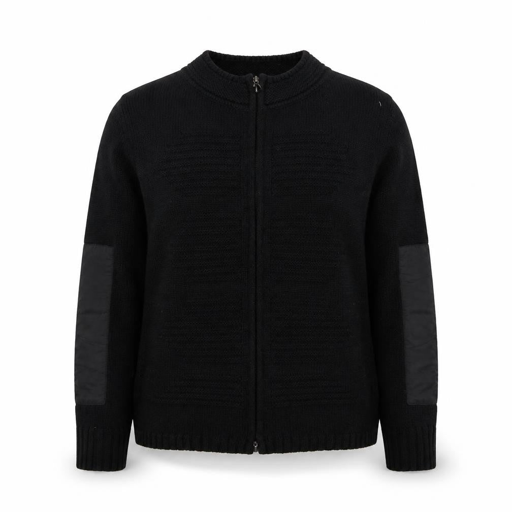 Front view of Bianca women’s black knit full zip jumper, size UK 10