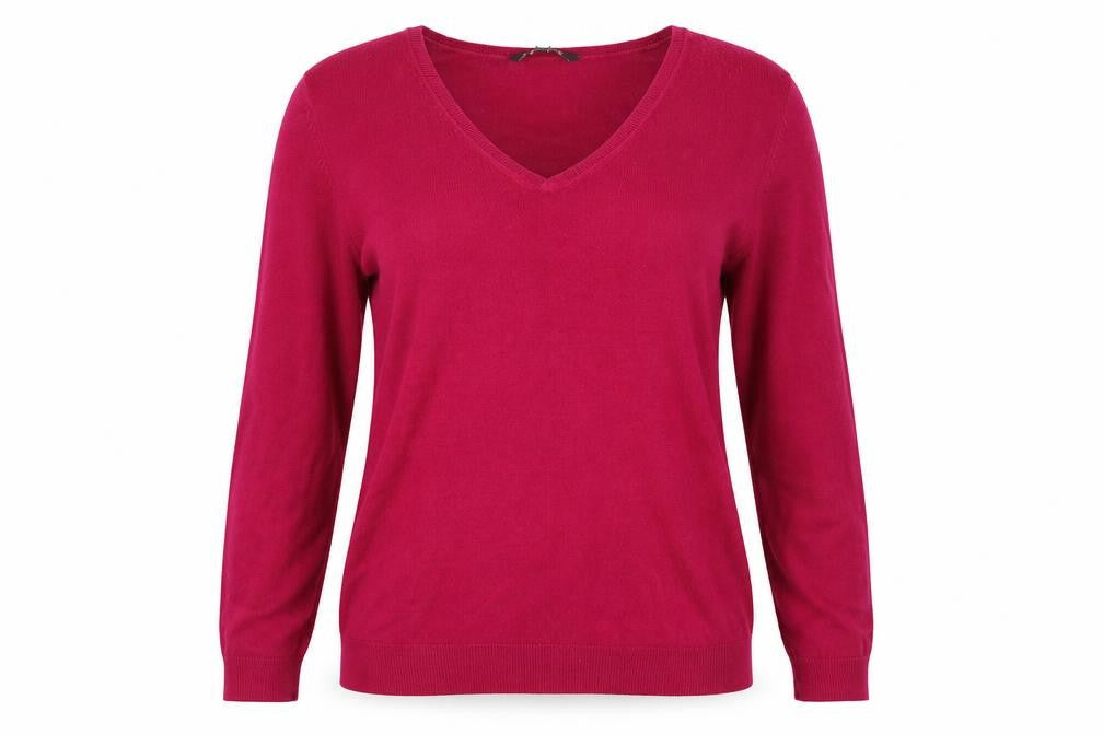 Front view of Le Bon Marché women’s pink jumper, size UK 16