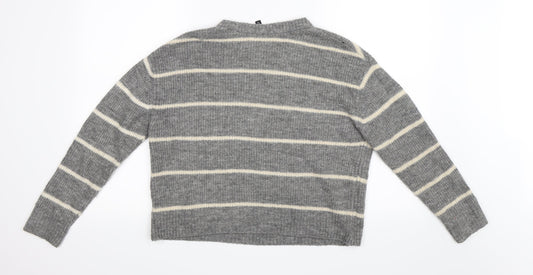 H&M Womens Grey Striped  Pullover Jumper Size XS
