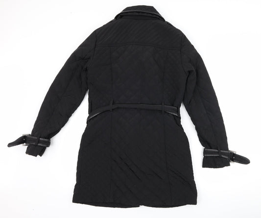 Papaya Womens Black   Quilted Coat Size 10  - Belt included