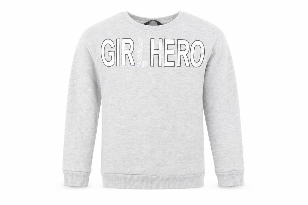Front view of George girls’ grey pullover sweatshirt, size 7-8, years