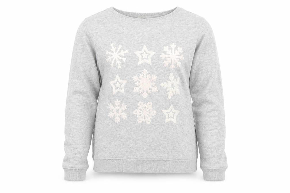Front view of H&M girls’ grey pullover sweatshirt, size 15, years