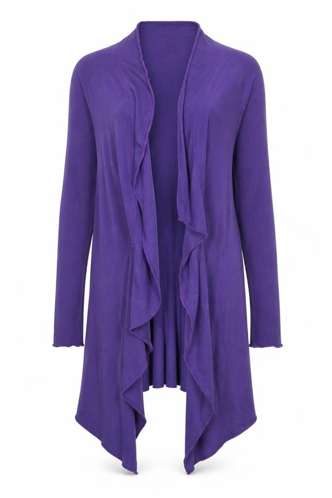 Front view of Too True women’s purple cardigan jumper, size M