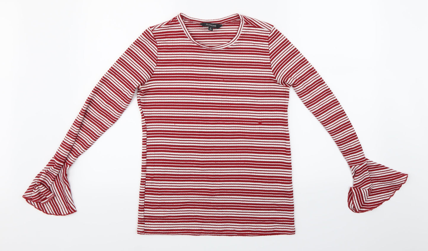 Glassons Womens Red Striped  Basic T-Shirt Size S