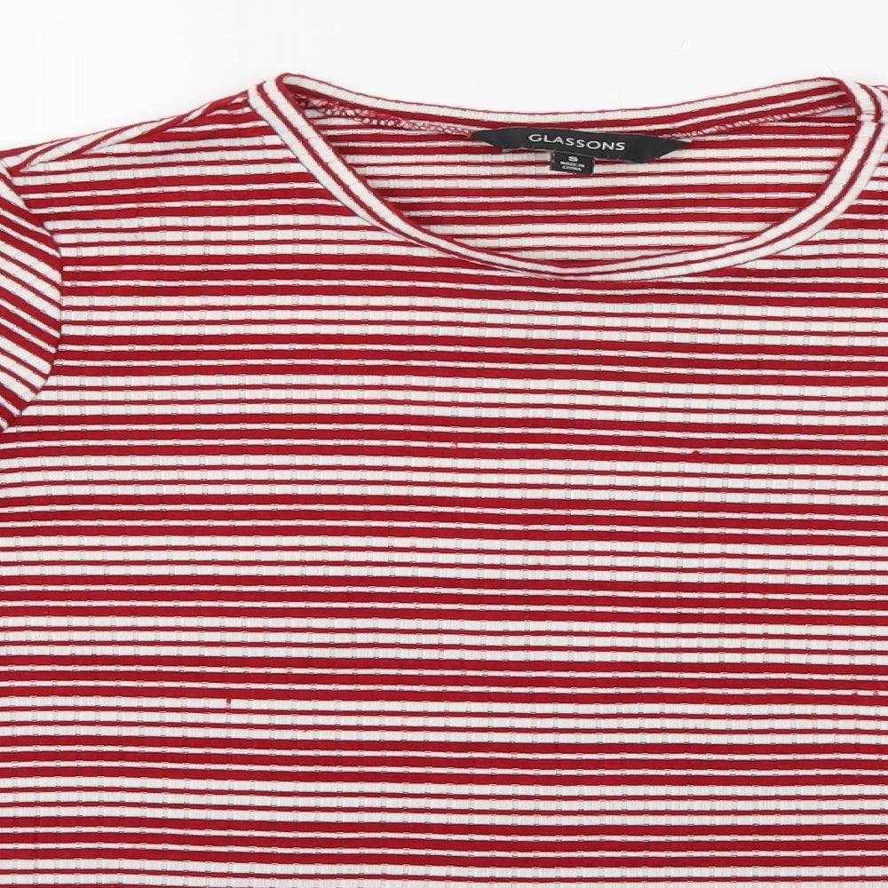 Glassons Womens Red Striped  Basic T-Shirt Size S