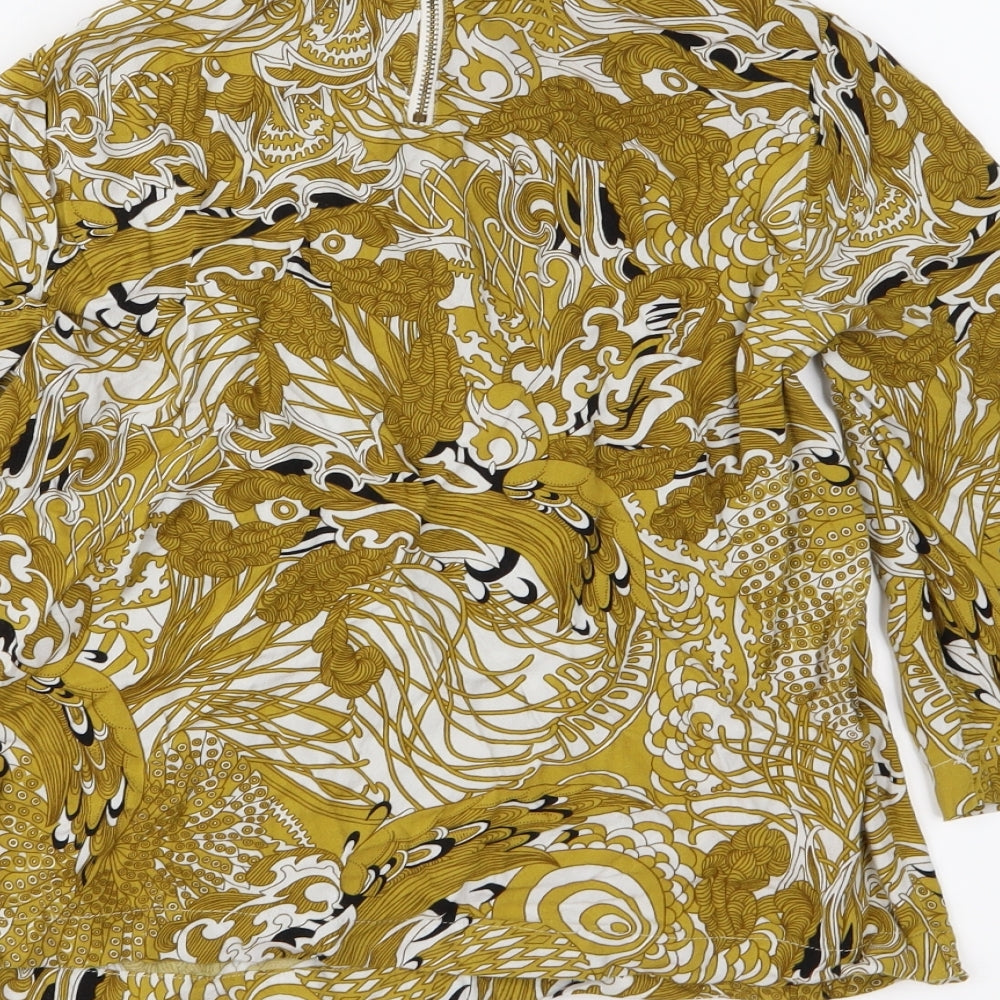 H&M Womens Yellow Floral  Basic Blouse Size 6
