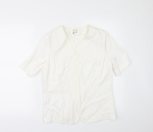 Frankenwalder Womens Ivory   Tunic Button-Up Size 10