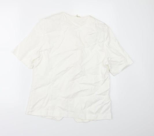 Frankenwalder Womens Ivory   Tunic Button-Up Size 10
