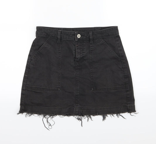 Preworn Womens Black  Denim A-Line Skirt Size 28 in