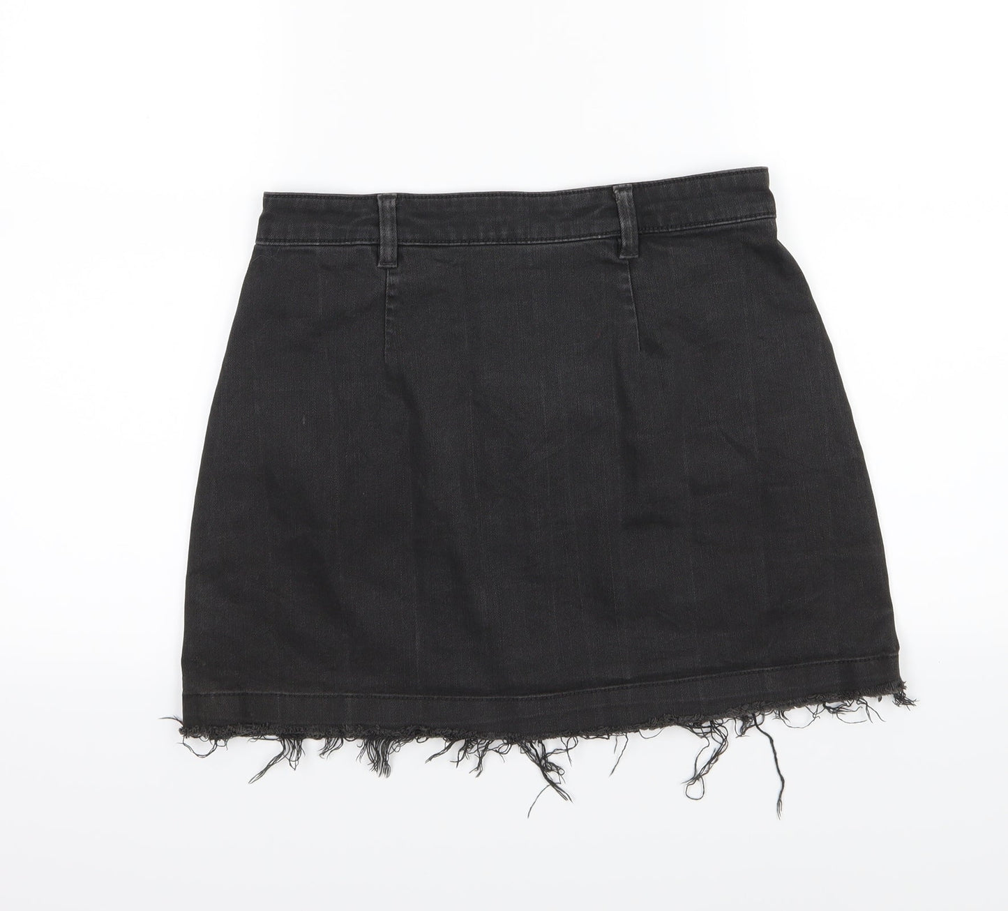 Preworn Womens Black  Denim A-Line Skirt Size 28 in