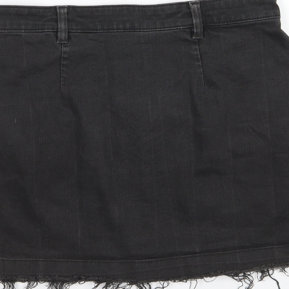 Preworn Womens Black  Denim A-Line Skirt Size 28 in