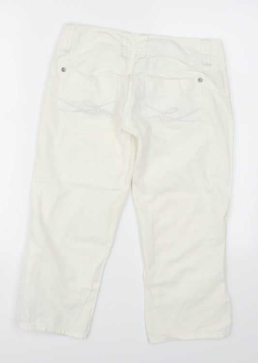Esprit Womens White   Cropped Trousers Size 32 in L21 in