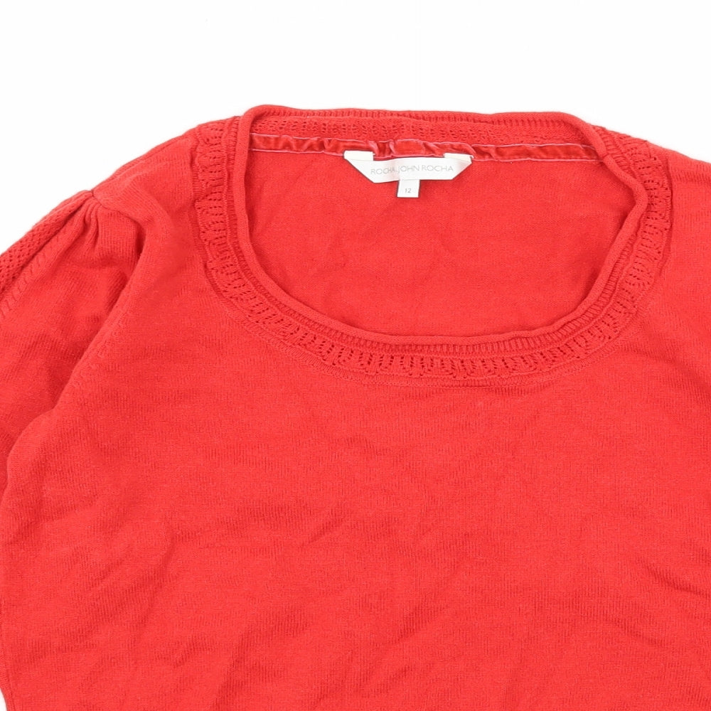 RJR.John Rocha Womens Red  Jersey Basic T-Shirt Size 12