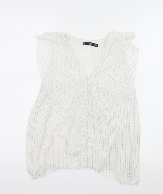 Mango Womens White Striped  Basic Blouse Size M