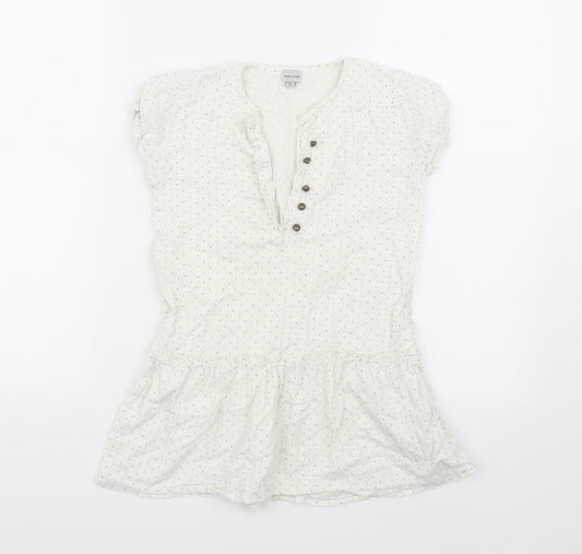 MINI A TURE Womens White Polka Dot  Basic Blouse Size 8
