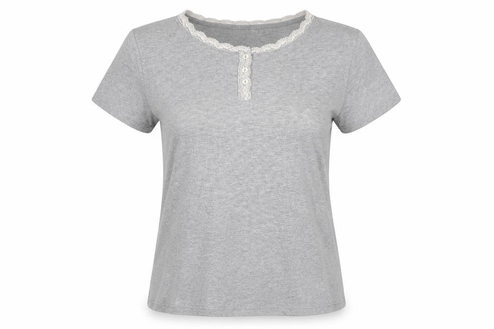Front view of Womans Secret women’s grey basic t-shirt, size UK 10