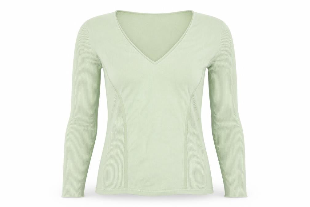 Front view of Marks & Spencer women’s green jumper, size UK 12