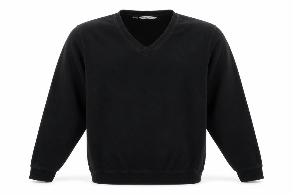 Front view of Cutter & Buck men’s black pullover sweatshirt, size L
