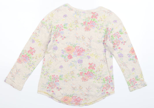 NEXT Girls Beige Floral  Pullover Sweatshirt Size 9 Years