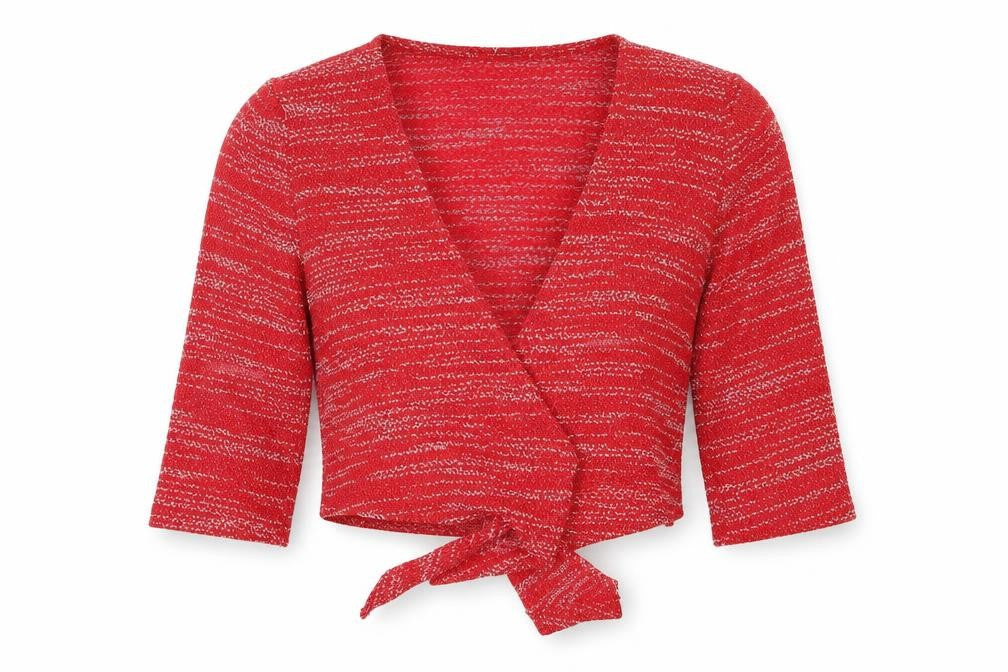 Front view of Klass women’s red cardigan jumper, size M, - cropped